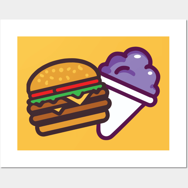 Burger and a Grape Snow Cone Wall Art by Pufahl